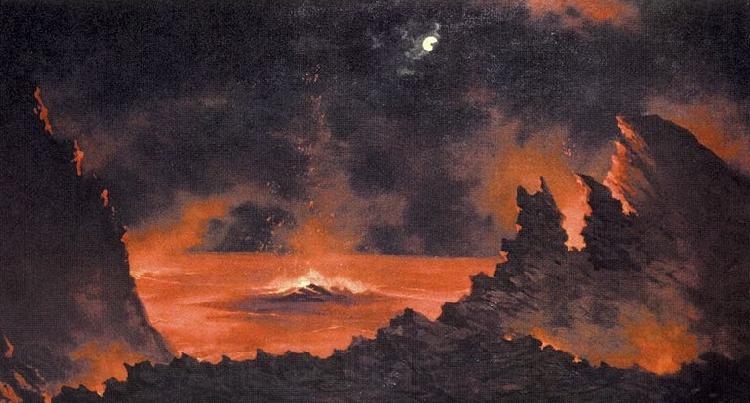 Jules Tavernier Volcano at Night Norge oil painting art